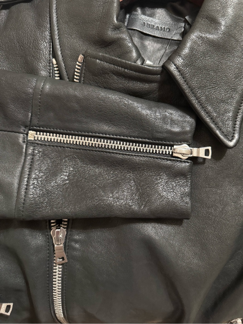 NWT J Brand 100% Lamb Leather Biker Jacket with Silver Hardware Sz M - Picture 4 of 4